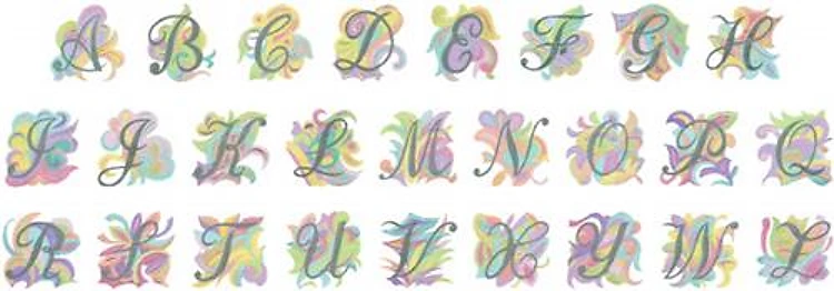 ABSTRACT ALPHABET Embroidery Font - Decorative Floral Letters - DST, CND & 1 formats