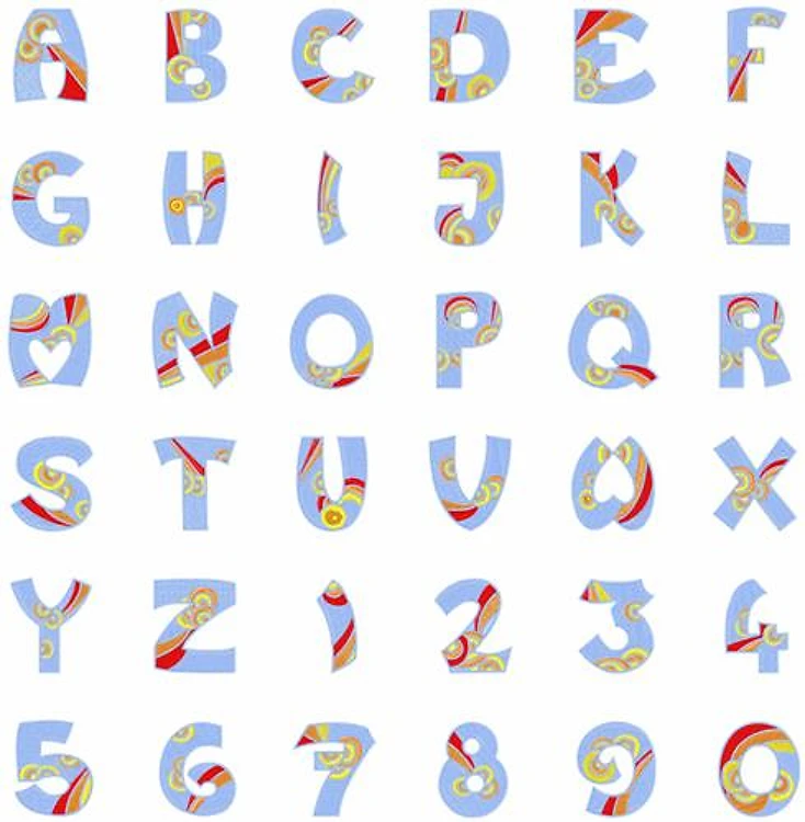 Rainbow Font Embroidery Font - Decorative Playful Alphabet - Home Format - PES, DST & 11 formats