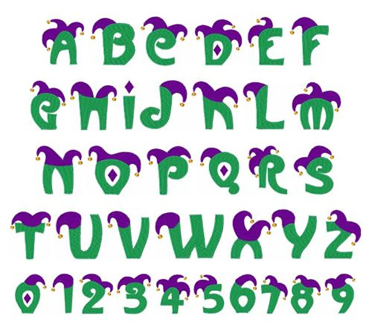 Jester Font Embroidery Font - Whimsical Fun Design - PES, DST & 11 formats