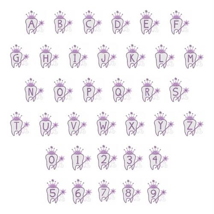Tooth Fairy Font Embroidery Font - Whimsical Decorative Letters - PES, DST & 11 formats