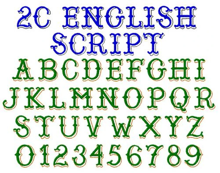 2C English Script Embrilliance Embroidery Font - Decorative Script Style - BX font