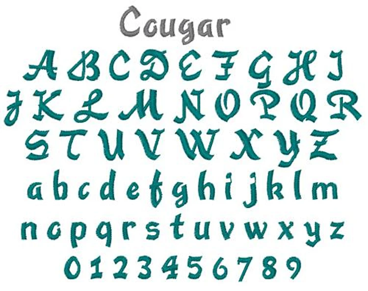Cougar Embrilliance Embroidery Font - Flowing Script Lettering - BX font
