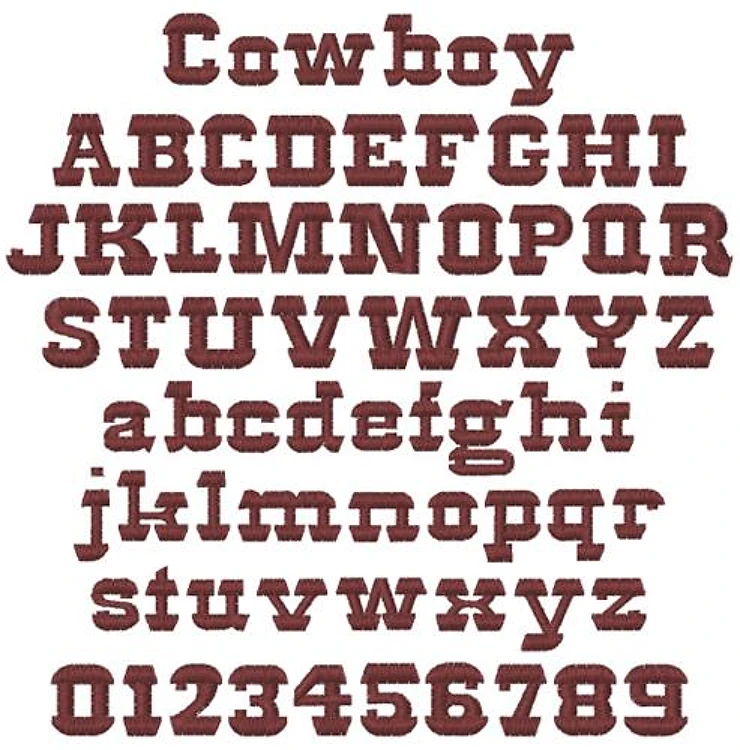 Cowboy Embrilliance Embroidery Font - Classic Block Style - BX font