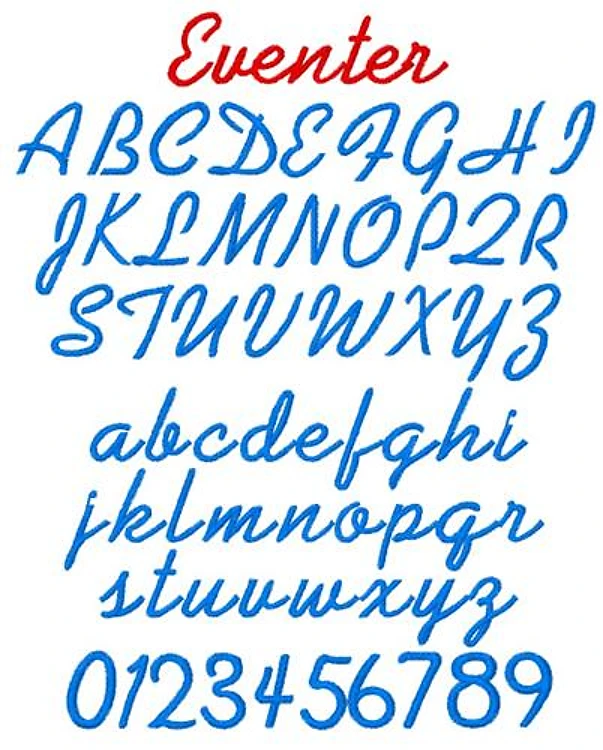 Eventer Embrilliance Embroidery Font - Flowing Cursive Handwriting - BX font