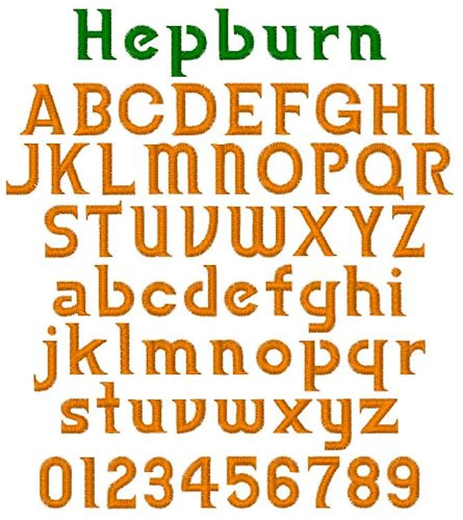 Hepburn Embrilliance Embroidery Font - Decorative Whimsical Lettering - BX font
