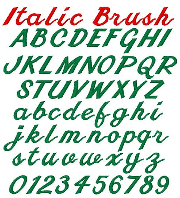 Italic Brush Embrilliance Embroidery Font - Flowing Script Lettering - BX font