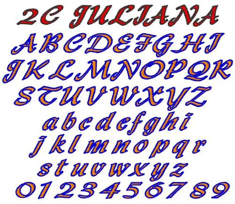 2C Juliana Embrilliance Embroidery Font - Handwriting Script Style - BX font