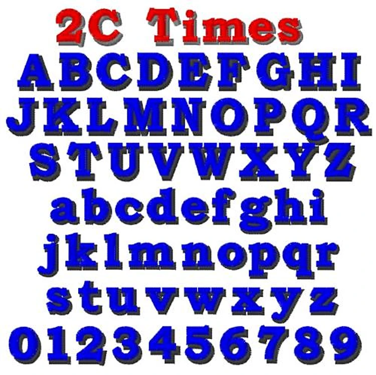 2C Times Shadow Embrilliance Embroidery Font - Classic Block Style - BX font