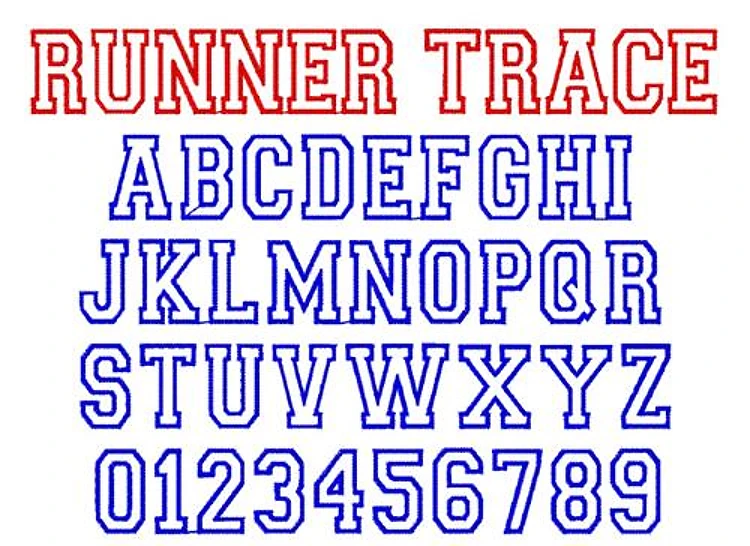 RunTrace Embrilliance Embroidery Font - Classic Block Outline Letters - BX font