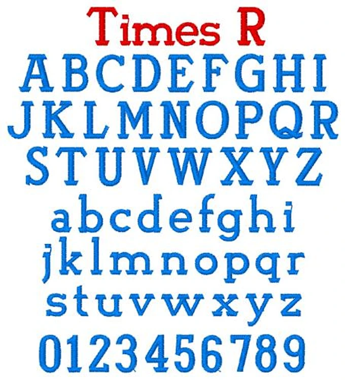 TimesR Embrilliance - Classic Block Embroidery Font - Bold Lettering - BX font