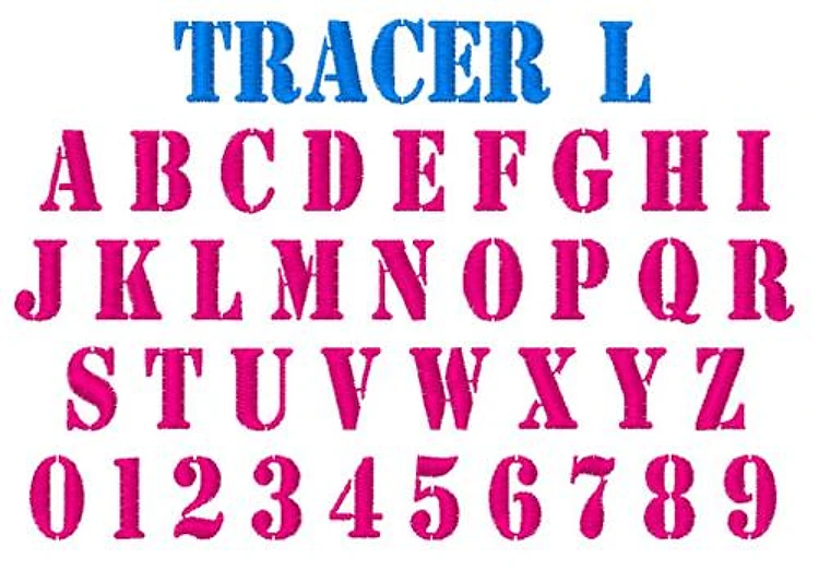 TracerL Embrilliance Embroidery Font - Classic Block Style - BX font