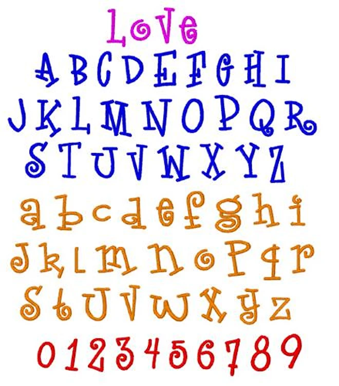 Love Embrilliance Embroidery Font - Playful Decorative Script - BX font