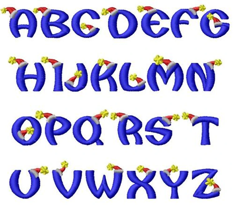 Christmas Hat Embrilliance Embroidery Font - Decorative Holiday Lettering - BX font