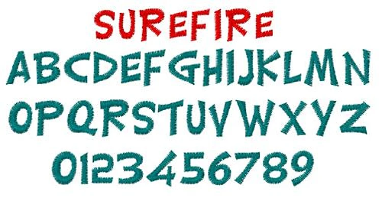 Surefire Embrilliance Embroidery Font - Bold Applique Style - BX font