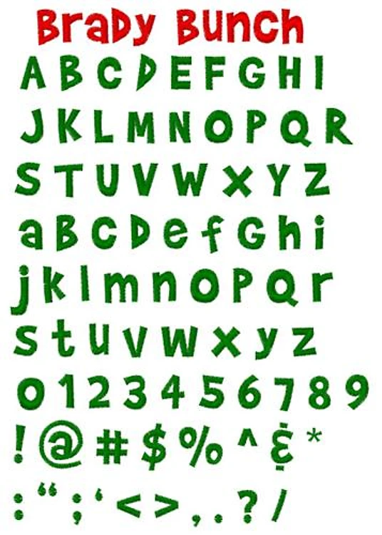 Brady Embrilliance Embroidery Font - Bold Block Lettering - BX font