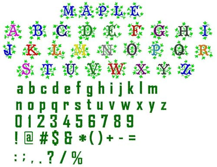 Maple Embrilliance Embroidery Font - Decorative Script Alphabet - BX font