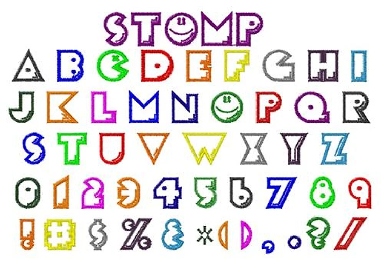 Stomp Outline Embroidery Font - Playful Decorative Outline Lettering - Home Format - PES, DST & 10 formats