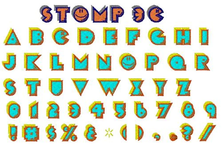 Stomp 3 Colors Embroidery Font - Bold Playful Lettering - Home Format - PES, DST & 10 formats