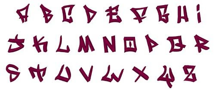 Writers Fonts Embroidery Font - Decorative Graffiti Style - Home Format - PES, DST & 9 formats