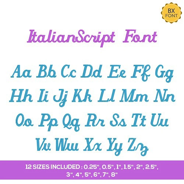 ItalianScript - 12 Sizes Included Embrilliance
