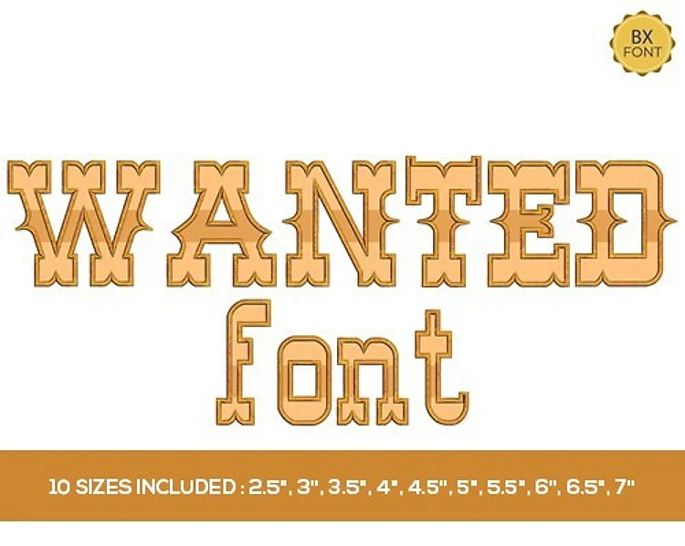 Western Embrilliance Embroidery Font - Western Decorative Lettering - 10 Sizes Included - BX font