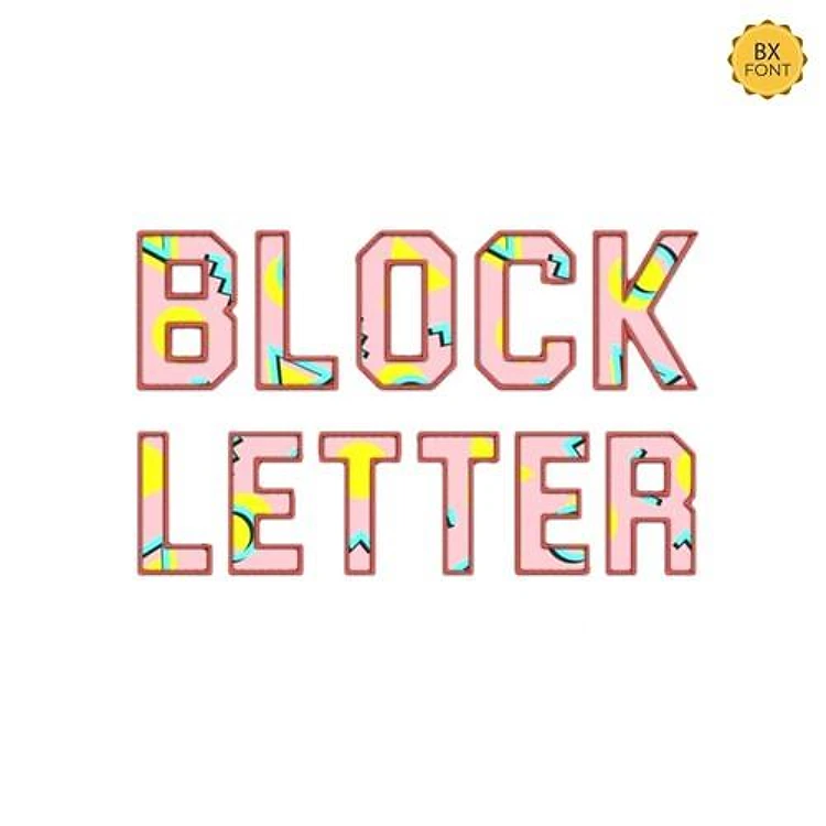 Block Letter Embrilliance Embroidery Font - Bold Block Alphabet Lettering - BX font