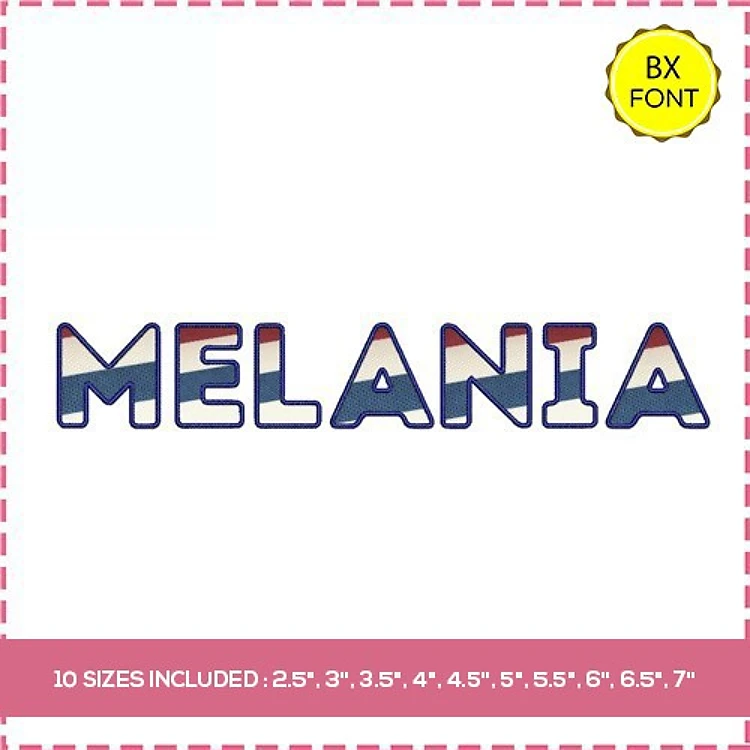 Melania Font Embroidery Font - Decorative Layered Lettering - 10 Sizes Included - BX font