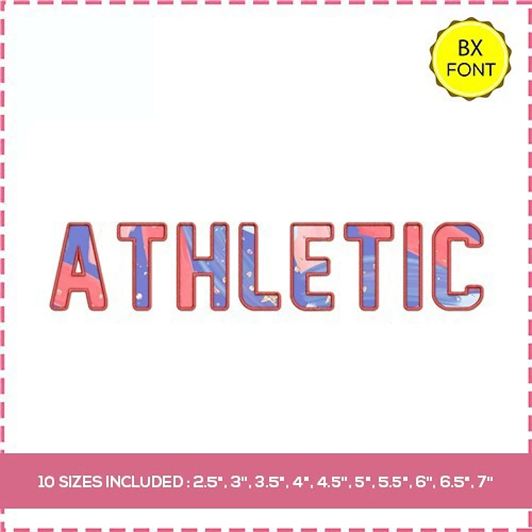 Athletic Font Embroidery Font - Bold Block Style - 10 Sizes Included - BX font