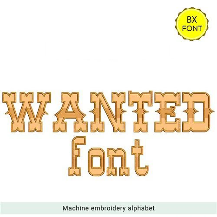 Wanted Font Embroidery Font - Bold Varsity Slab Serif Style - BX font