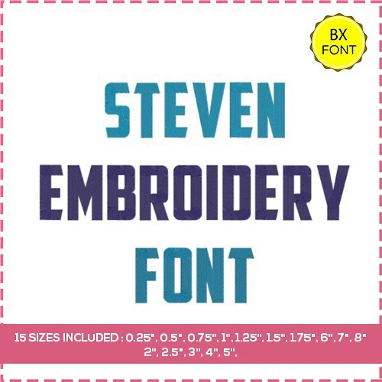 Steven Font Embroidery Font - Bold Block Style - 15 Sizes Included - BX font