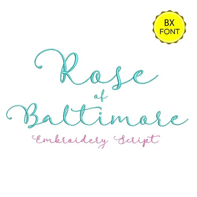 Rose Of Baltimore Embrilliance Embroidery Font - Whimsical Script Lettering - BX font