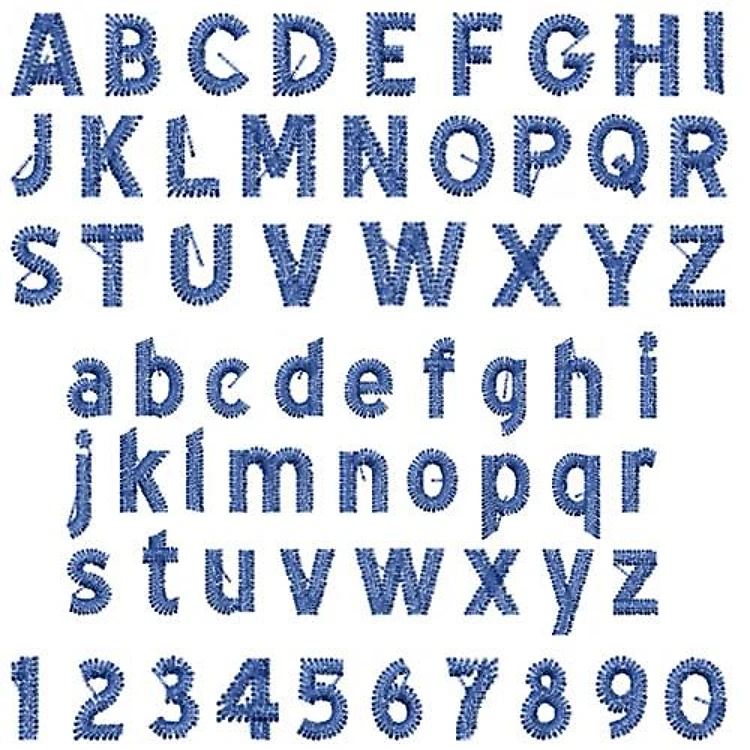 BLUE Road Embroidery Font - Decorative Cursive Lettering - PULSE