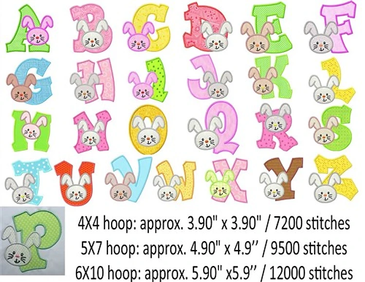 Applique Easter Alphabet Font - Whimsical Playful Design - PES, DST & 6 formats