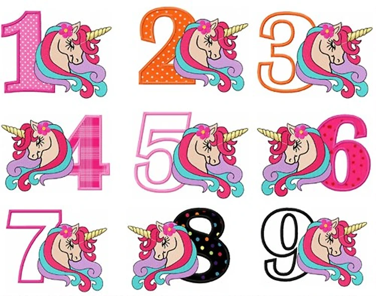 Applique Rainbow Unicorn Font Embroidery Font - Colorful Playful Applique Letters - Home Format - PES, DST & 7 formats