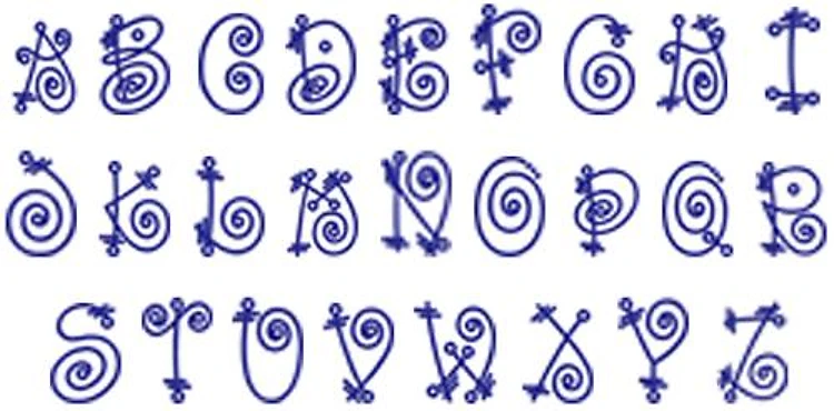 Coils Embrilliance Embroidery Font - Playful Swirly Designs - BX font