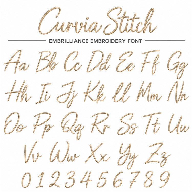 Curvia Stitch Embrilliance Embroidery Font - Elegant Handwriting Script - BX font