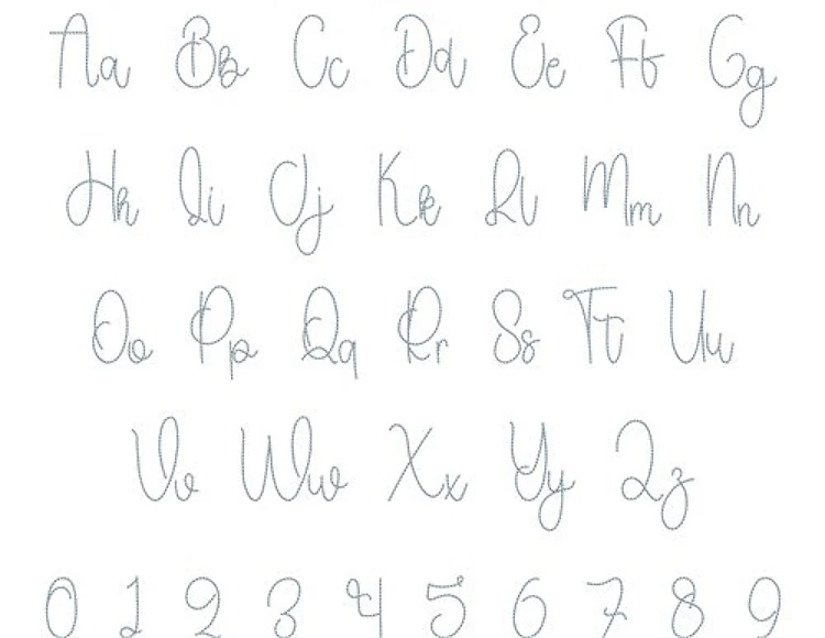 Velu Script Embroidery Font - Elegant Cursive Handwriting - PES, DST & 7 formats