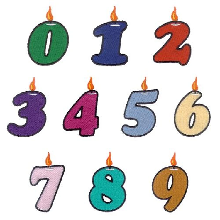 Candle Numbers Embrilliance Embroidery Font - Colorful Birthday Candle Alphabet - BX font