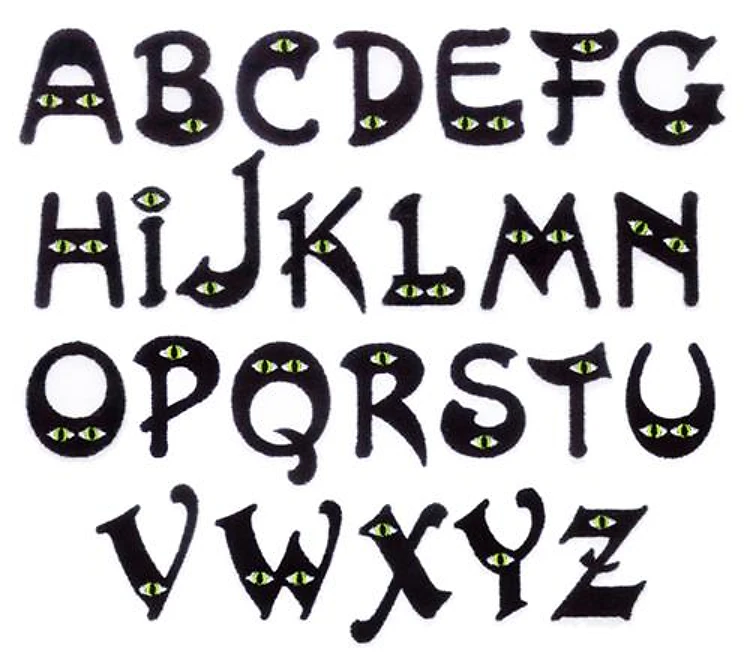 Creepy Eyes Embrilliance Embroidery Font - Whimsical Decorative Style - BX font