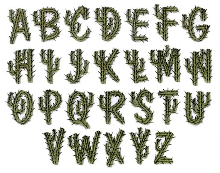 Cactus Embrilliance Embroidery Font - Decorative Western Letters - BX font