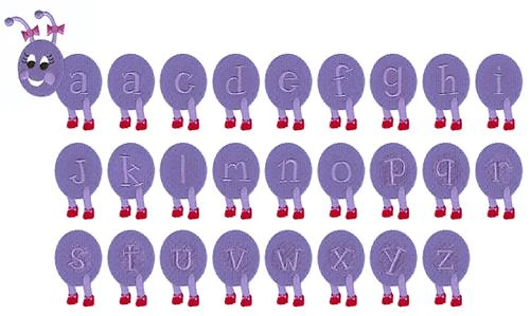 Caterpillar Alphabet Embrilliance Embroidery Font - Playful Applique Design - BX font