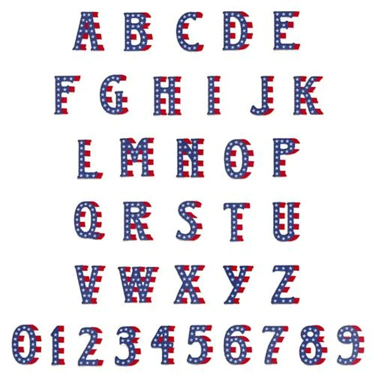Patriotic Alphabet Embrilliance Embroidery Font - Decorative Block Letters - BX font