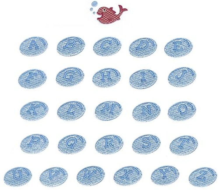 Fishy Alphabet Embroidery Font - Playful Bubble Letters - Home Format - PES, DST & 10 formats