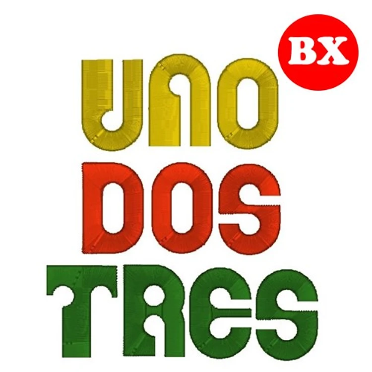Uno Dos Tres Embrilliance Embroidery Font - Bold Block Applique Lettering - BX font