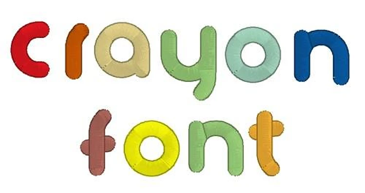 Crayon Embroidery Font - Playful Colorful Lettering - Home Format - PES, DST & 9 formats