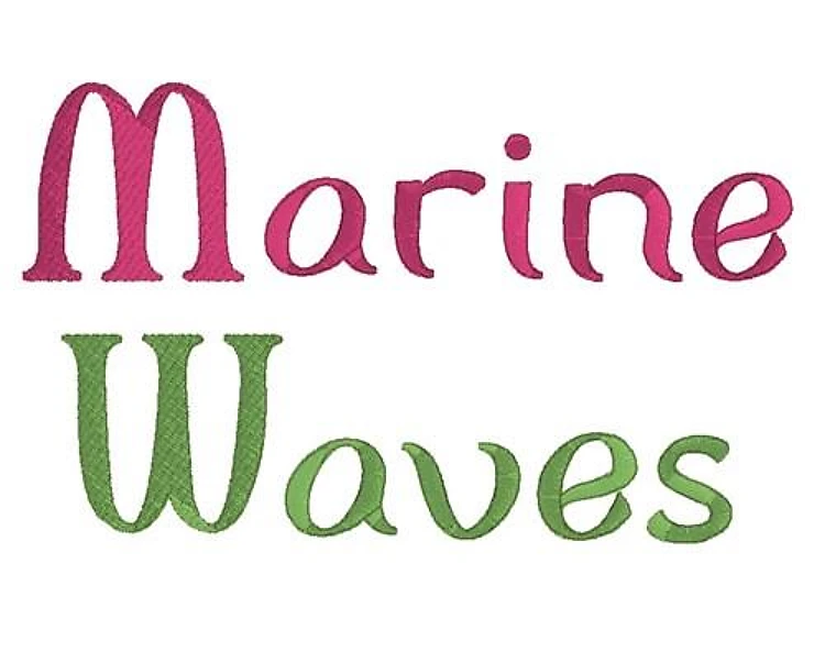Marine Waves Embroidery Font - Playful Whimsical Lettering - PES, DST & 8 formats