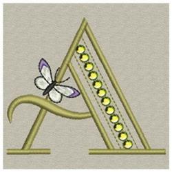 Butterfly Monogram A - 4x4 butterfly quick stitch embroidery design for reusable tote bags