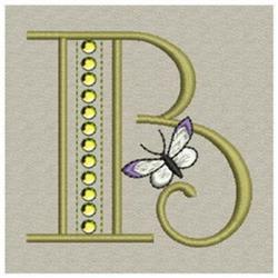 quick stitch butterfly machine embroidery pattern - Butterfly Monogram B for kitchen tea towels