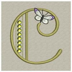 butterfly quick stitch machine embroidery - Butterfly Monogram C perfect for Aprons