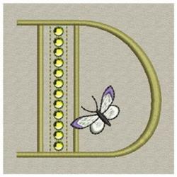 Butterfly Monogram D - 4x4 butterfly quick stitch embroidery design for reusable tote bags